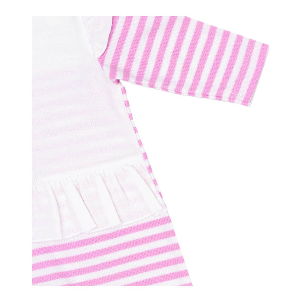 Moon - 100% Cotton Sleepsuit - Pink Stripes