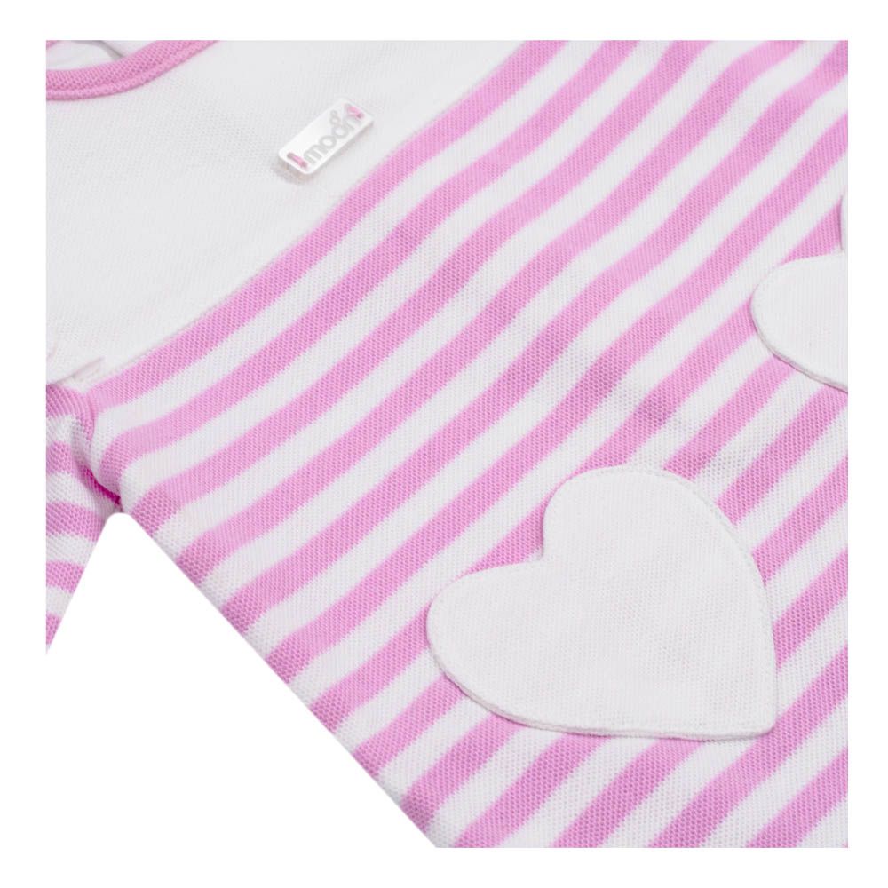 Moon - 100% Cotton Sleepsuit - Pink Stripes