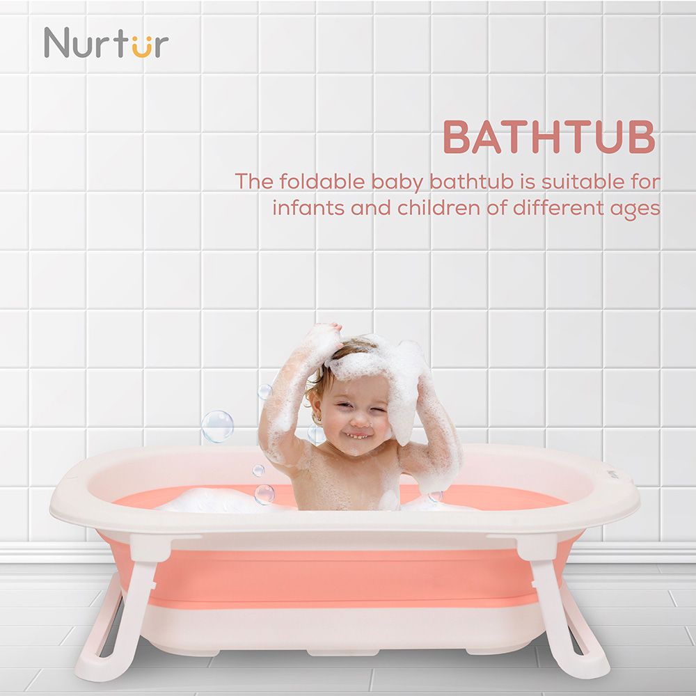 Nurtur - Collapsible Baby Bathtub - White/Pink