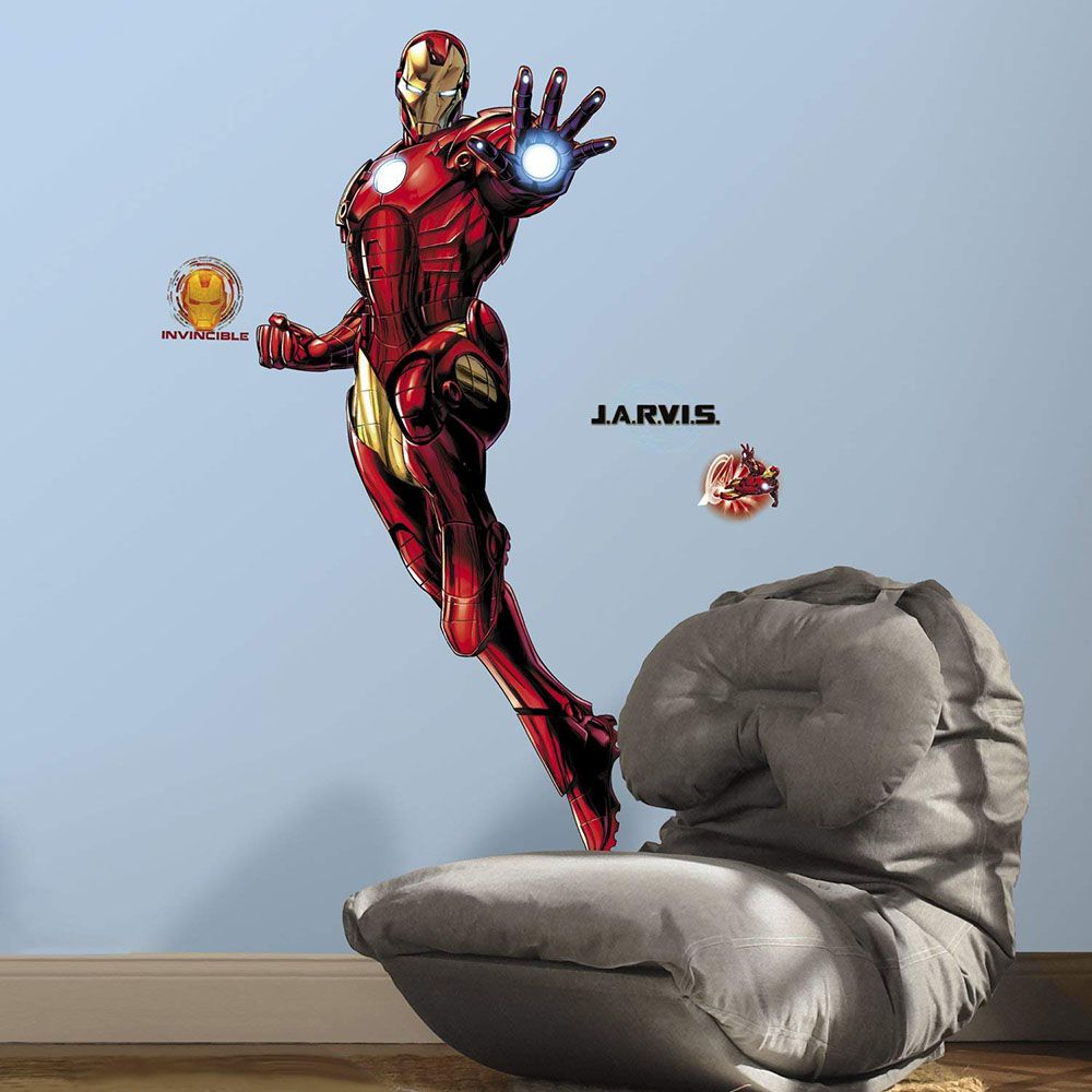 Room Mates Decals - Iron Man Giant Wall Decals With Glow