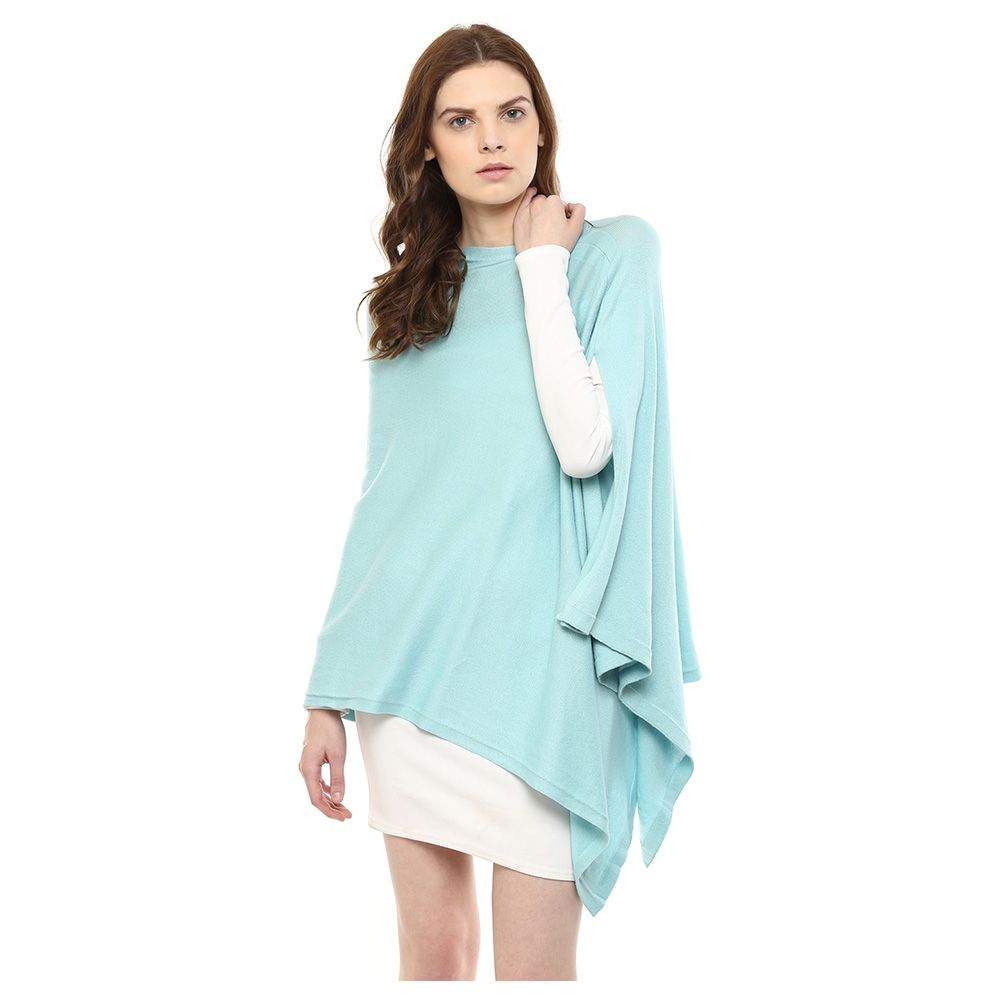 Pluchi - Knitted Fashion/Maternity Poncho Rosette - Pearl Aqua