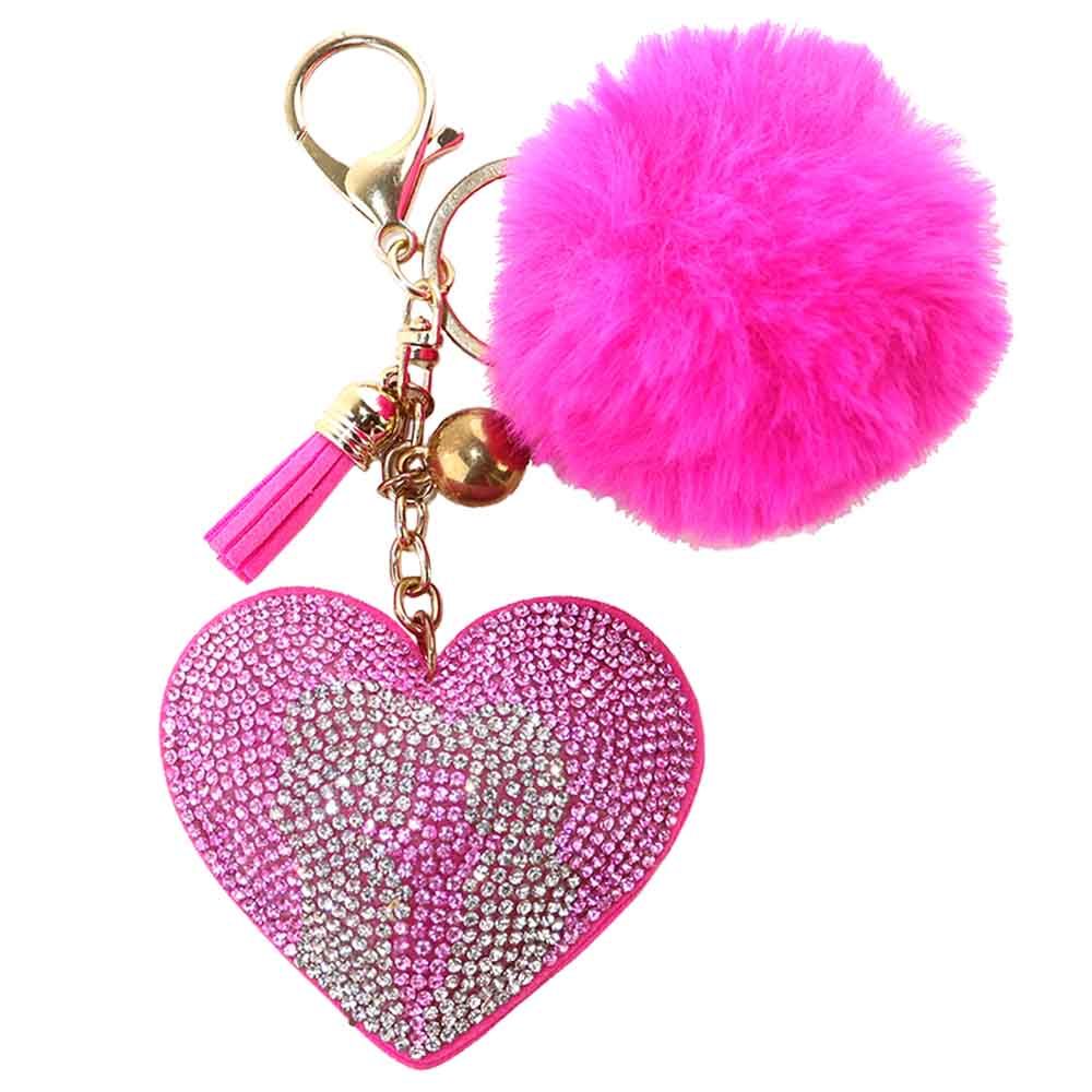 Disney - Frozen Elegant Heart Shaped PomPom Key Ring - Pink