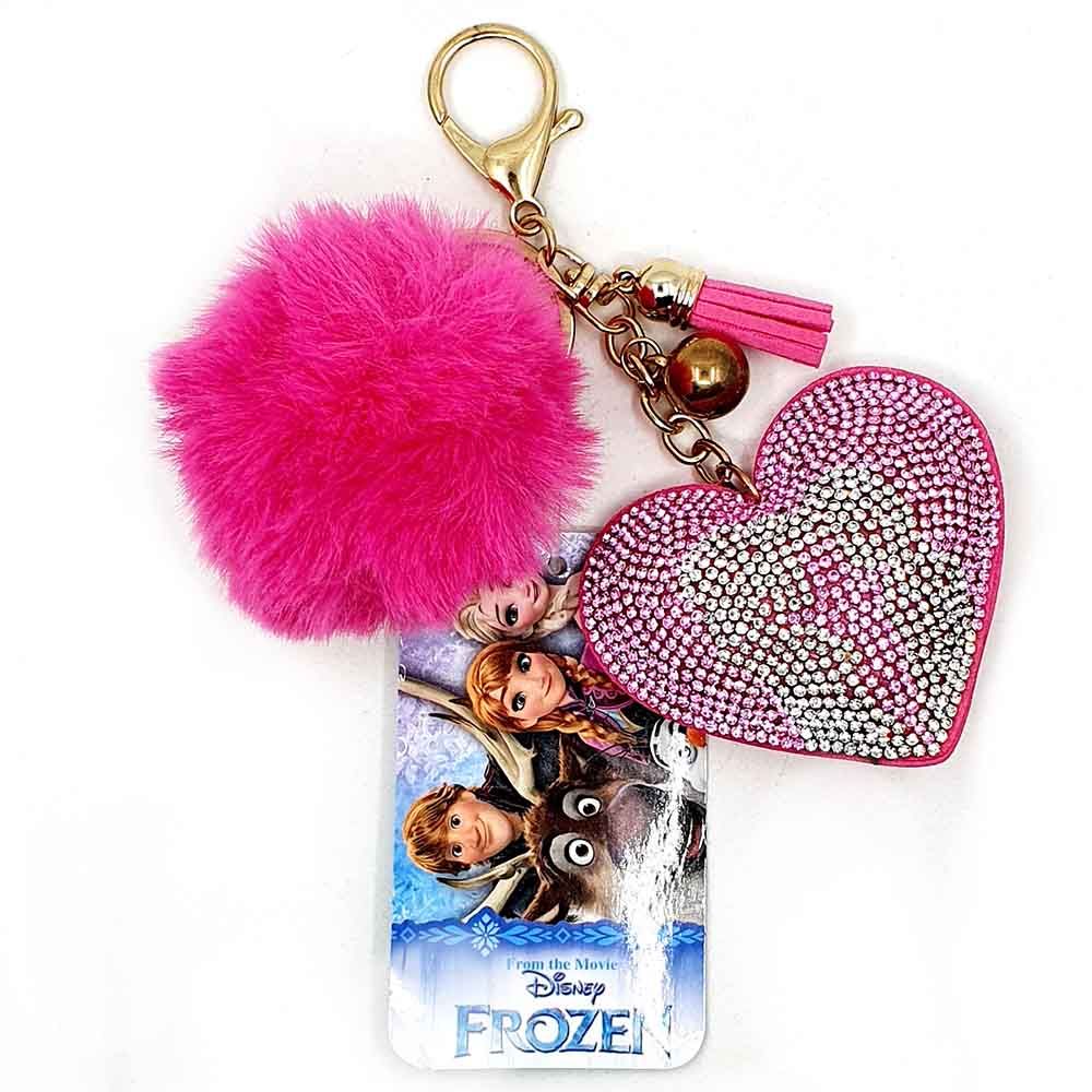 Disney - Frozen Elegant Heart Shaped PomPom Key Ring - Pink