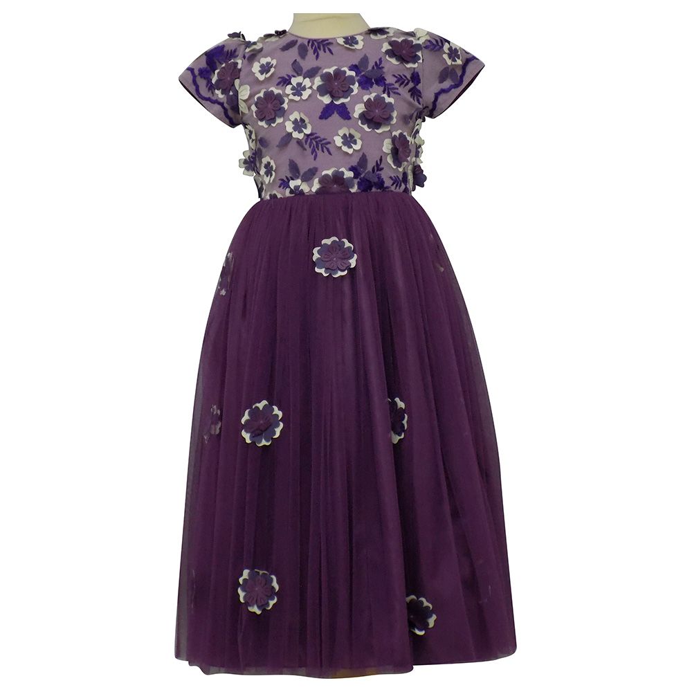 Lamora - Tulle Applic Dress - Purple