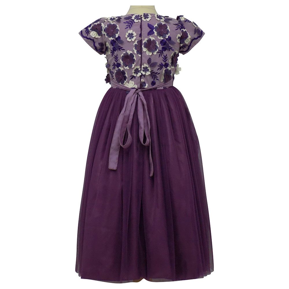 Lamora - Tulle Applic Dress - Purple