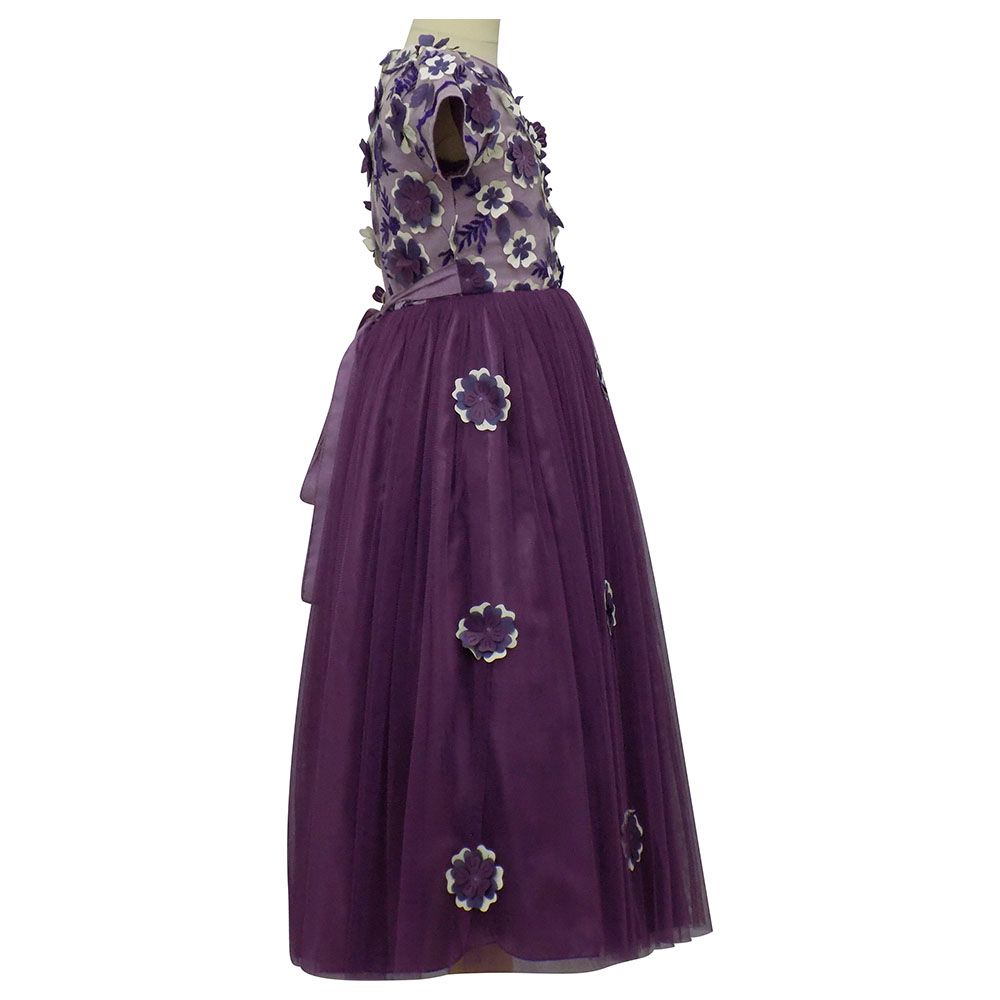 Lamora - Tulle Applic Dress - Purple