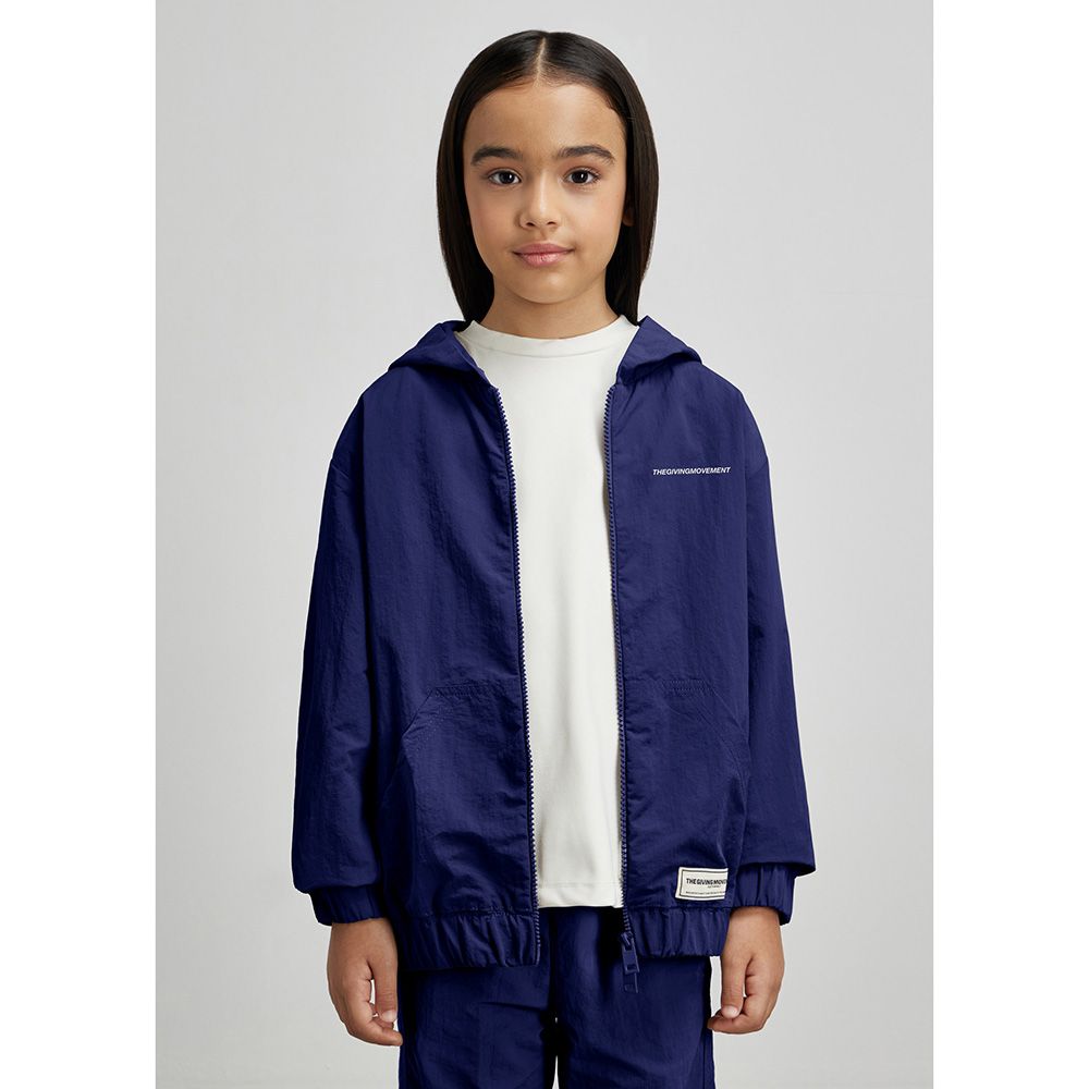 The Giving Movement - Kids Recycled Nylon Hooded Jacket - Navy