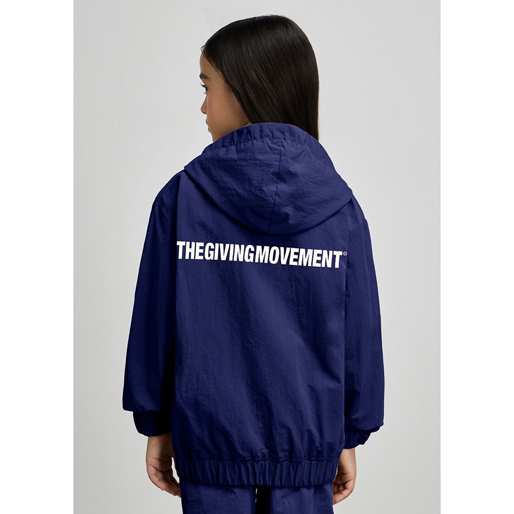 The Giving Movement - Kids Recycled Nylon Hooded Jacket - Navy