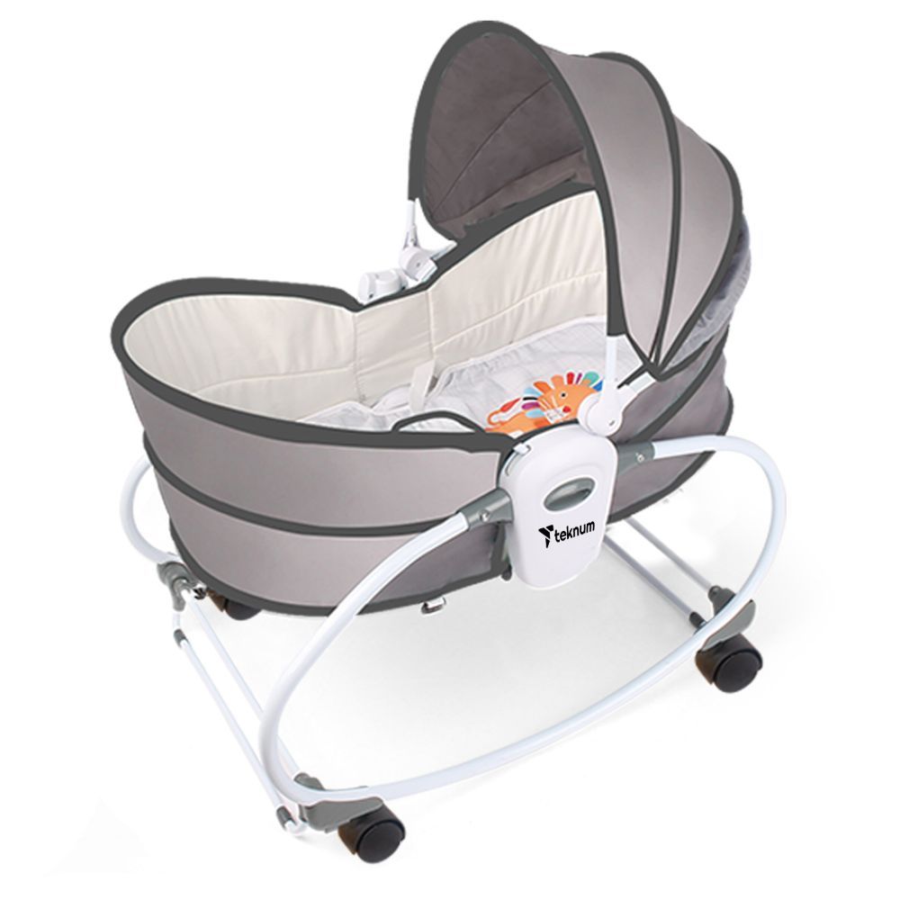 Teknum - 6-in-1 Cozy Rocker Bassinet w/ Awning & Mosquito Net - Grey