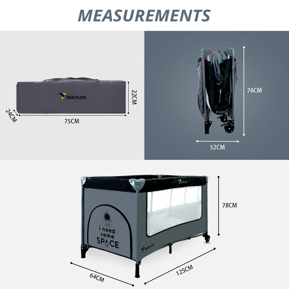 Teknum - Astronaut Playard And Cot - Grey