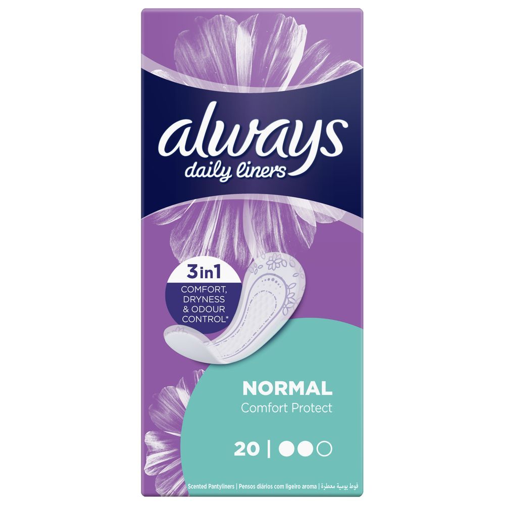 Always Daily Liners Comfort Protect Pantyliners, Normal, 20 Count