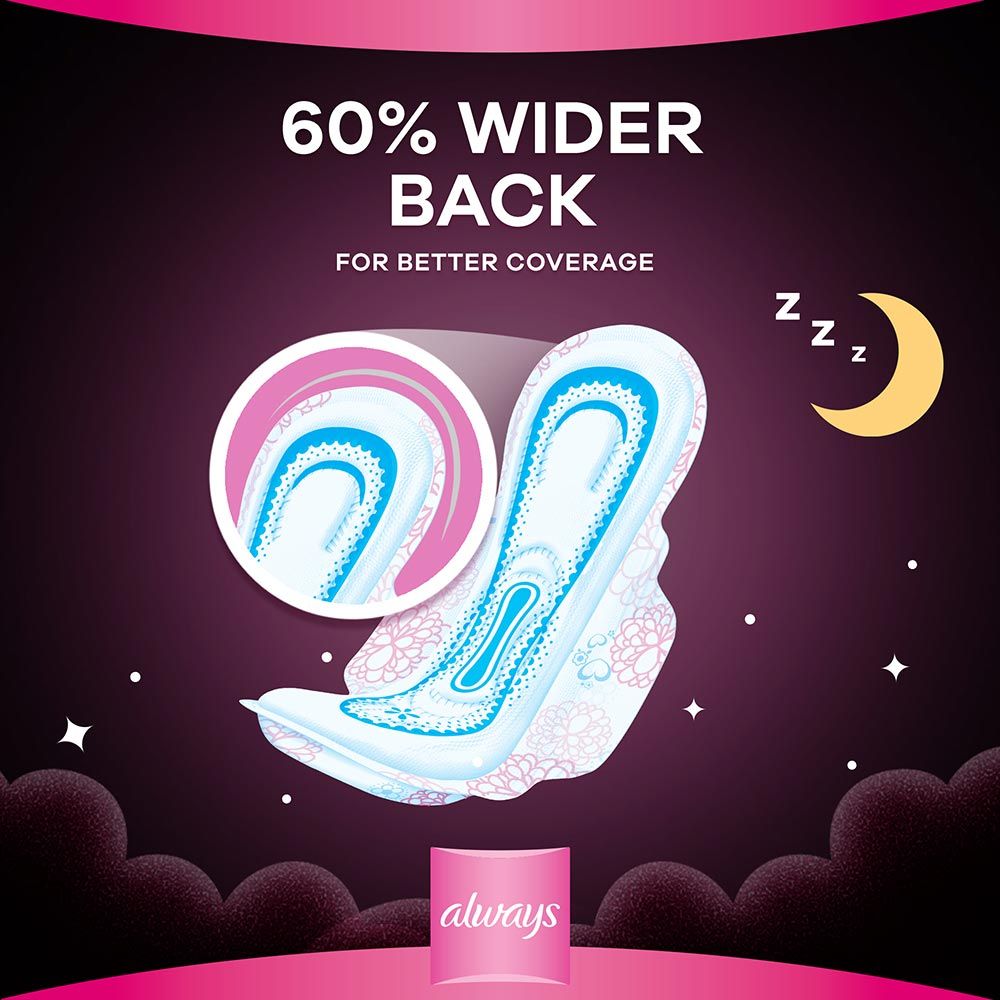 Always Cottony Soft Maxi Thick, Night Sanitary Pads with Wings, 48 Count