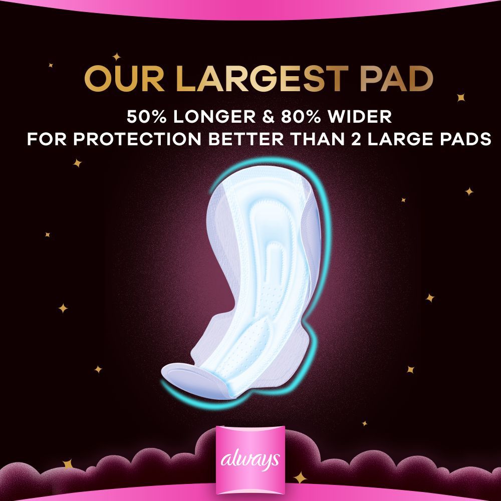 Always Dreamzz Pad Cotton Soft Maxi Thick, Night Long Sanitary Pads W/ Wings 20 Count