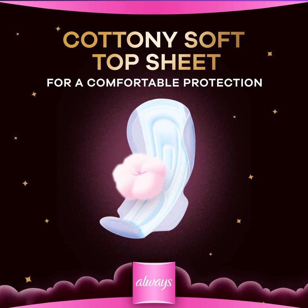 Always Dreamzz Pad Cotton Soft Maxi Thick, Night Long Sanitary Pads W/ Wings 20 Count