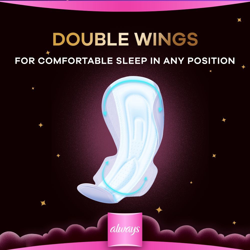 Always Dreamzz Pad Cotton Soft Maxi Thick, Night Long Sanitary Pads W/ Wings 20 Count