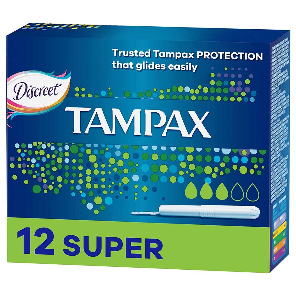 Tampax - Cardboard Applicator Tampons, Super, 12 count 