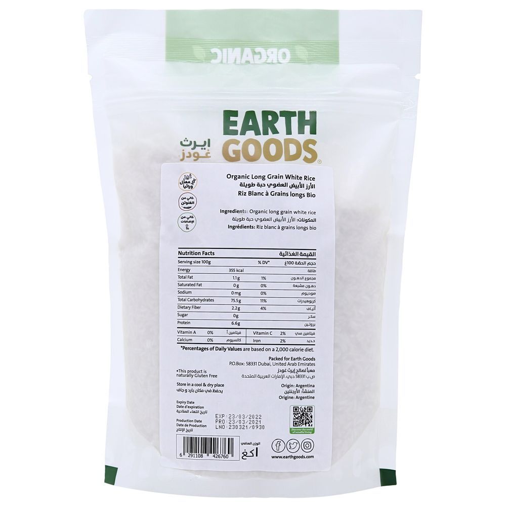 Earth Goods - Organic Long Grain White Rice 1000g