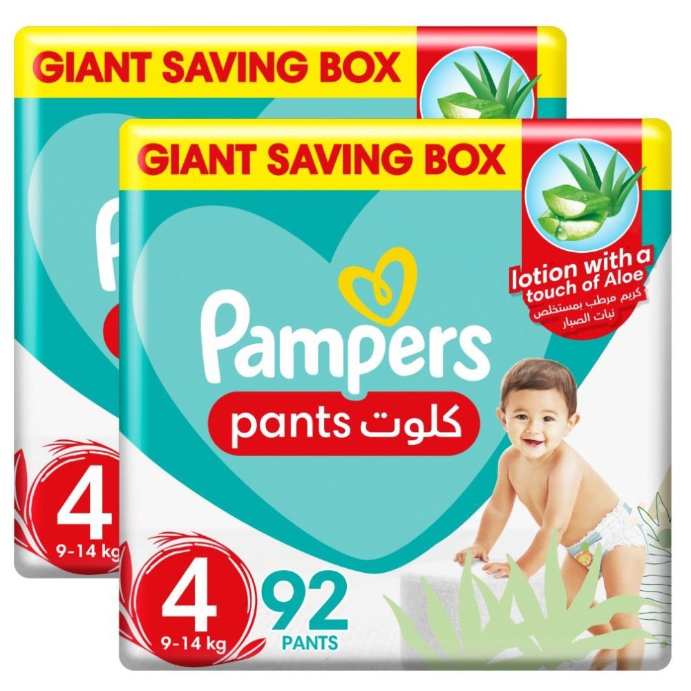 Pampers Baby-Dry Pants diapers, Size 4, 9-14 kg,  Pack of 2 - 184 Pcs