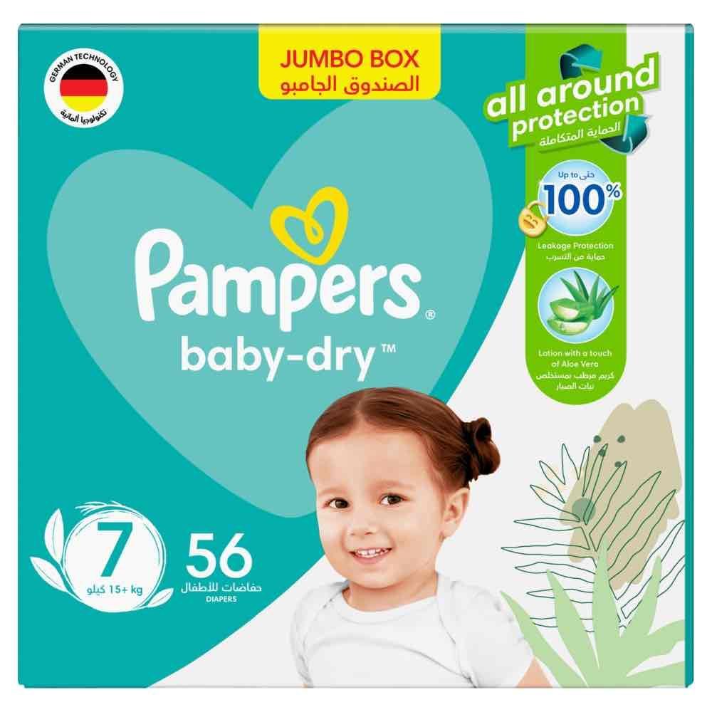 Pampers - Baby-Dry Taped Diapers - Size 7, 15+kg, 56 Count