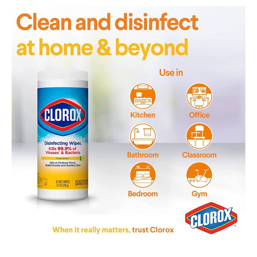 Clorox Disinfecting Wipes Can - Lemon Fresh, 35pcs