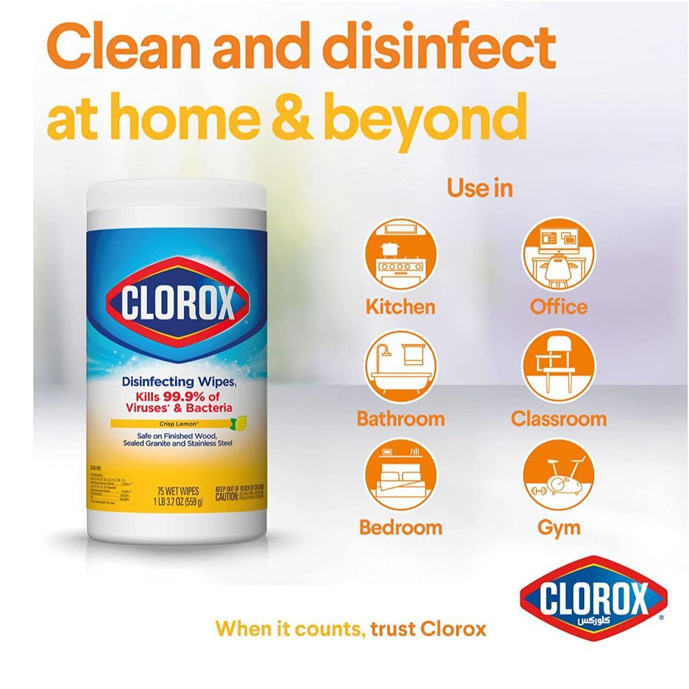 Clorox Disinfecting Lemon Fresh Cleaning Wipes - 75pcs