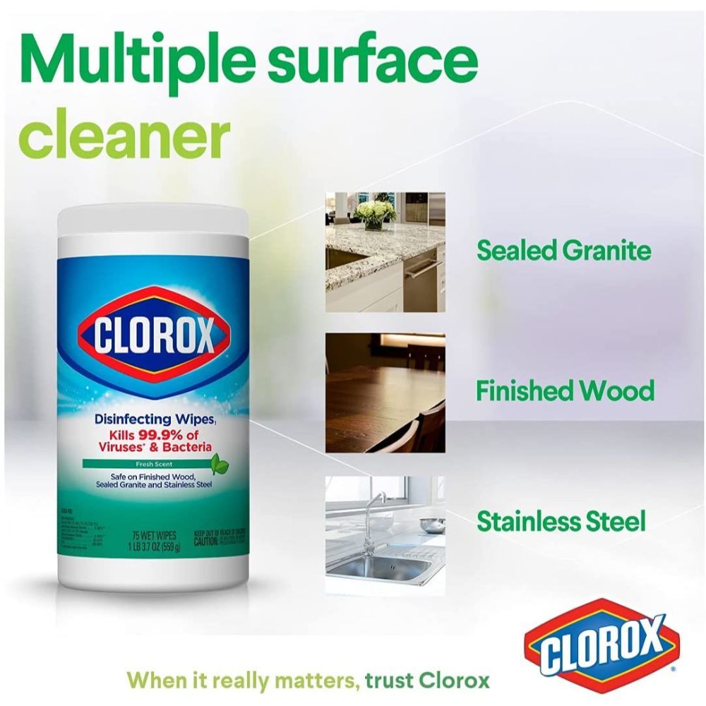 Clorox Disinfecting Wipes Can Fresh Scent 75 Count