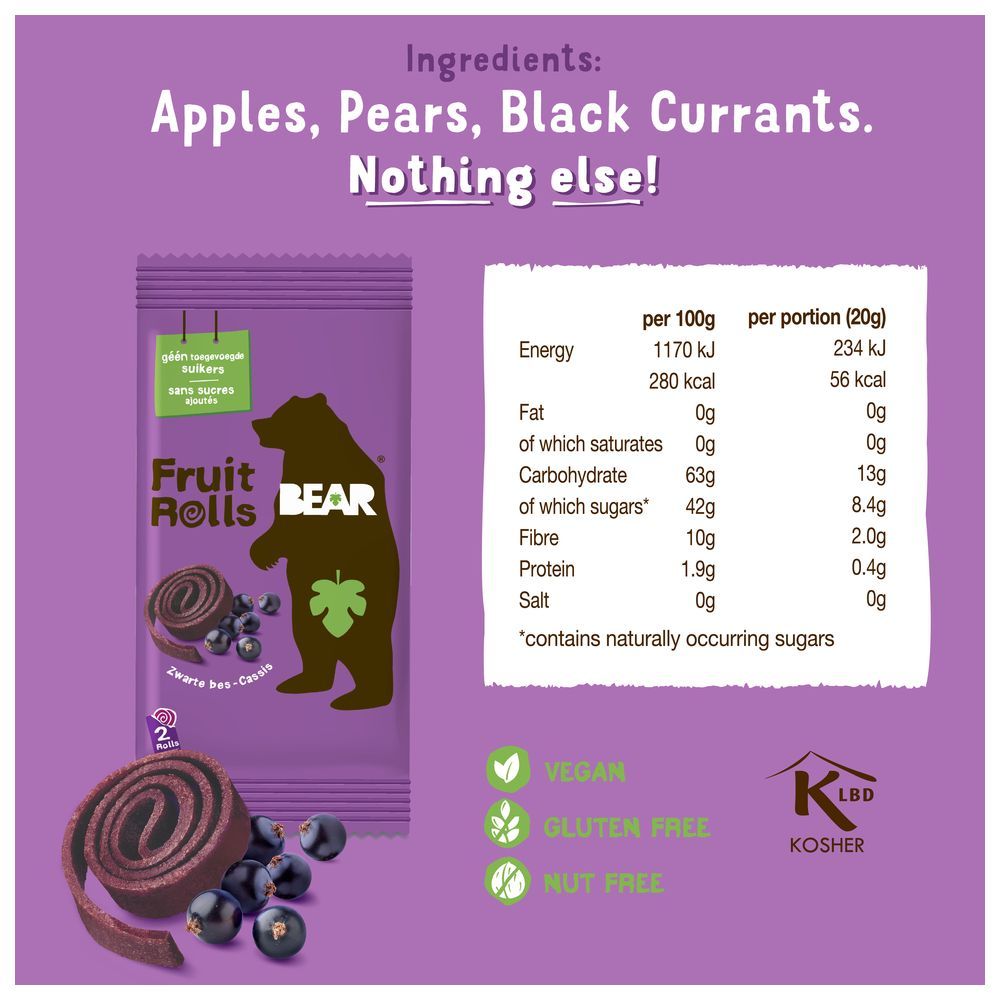 Bear - Fruit Rolls - Blackcurrant - 20 g - Pack of 5