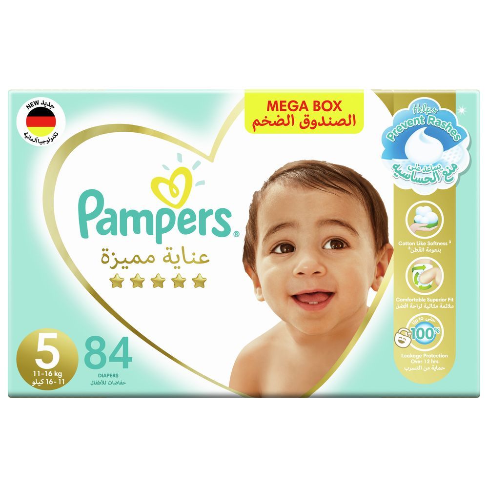 Pampers Premium Care Diapers, Size 5, 11-16 kg - 84 Baby Diapers