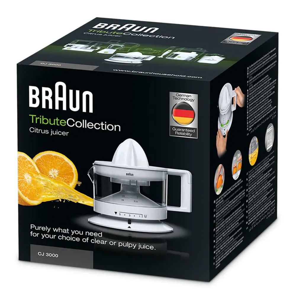 Braun - CJ 3000 Citrus Juicer, 350ml, with Scale, Auto Stop