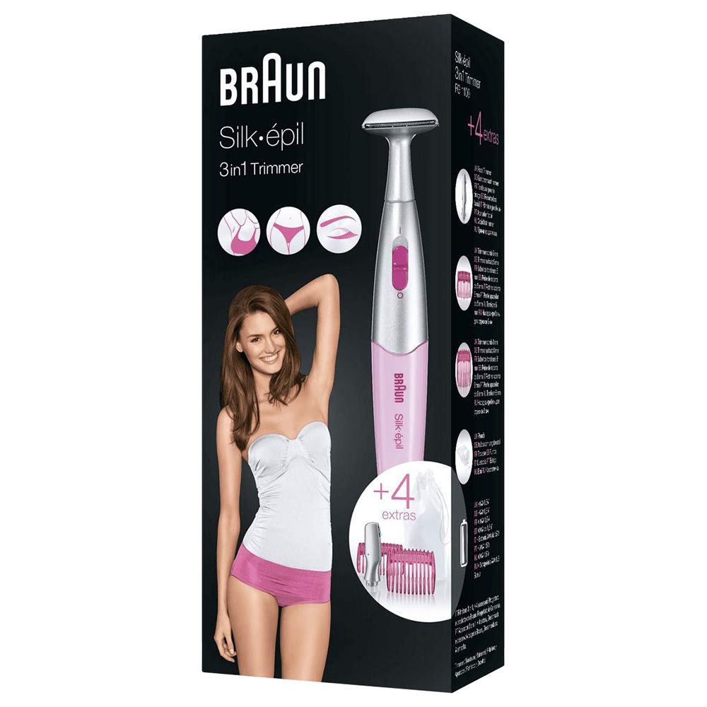 Braun - Silk-Epil 3-in-1 Trimmer W/ 4 Extras Heads - Pink