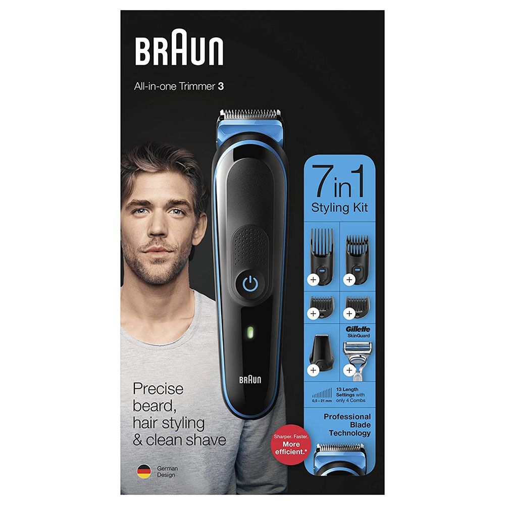 Braun - MGK3242 Hair & Beard Grooming 7-In-1 Trimmer - Black/Blue