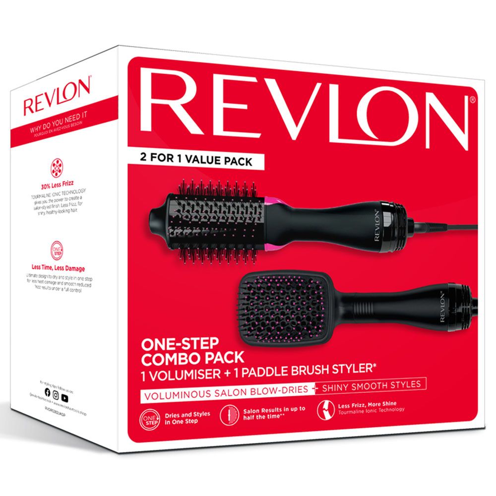 Revlon - One-Step Combo Pack - Volumiser & Paddle Brush Styler