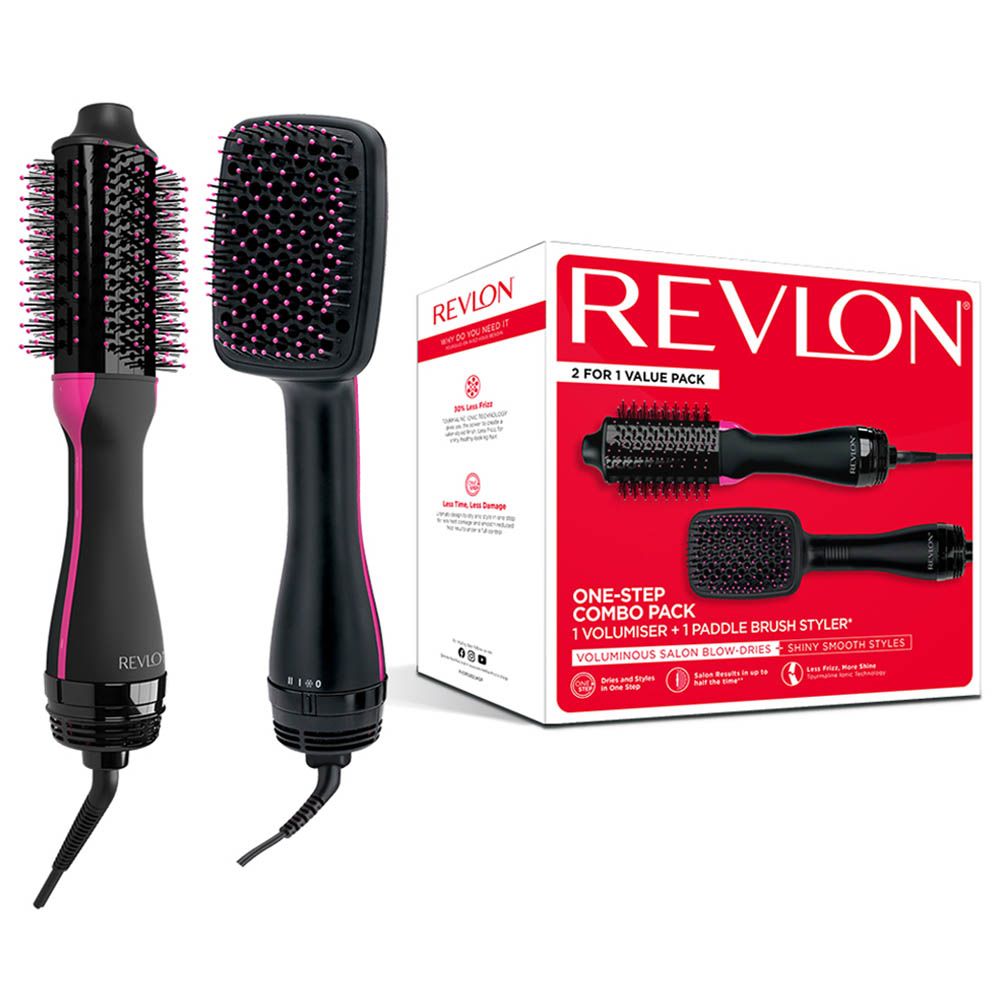 Revlon - One-Step Combo Pack - Volumiser & Paddle Brush Styler