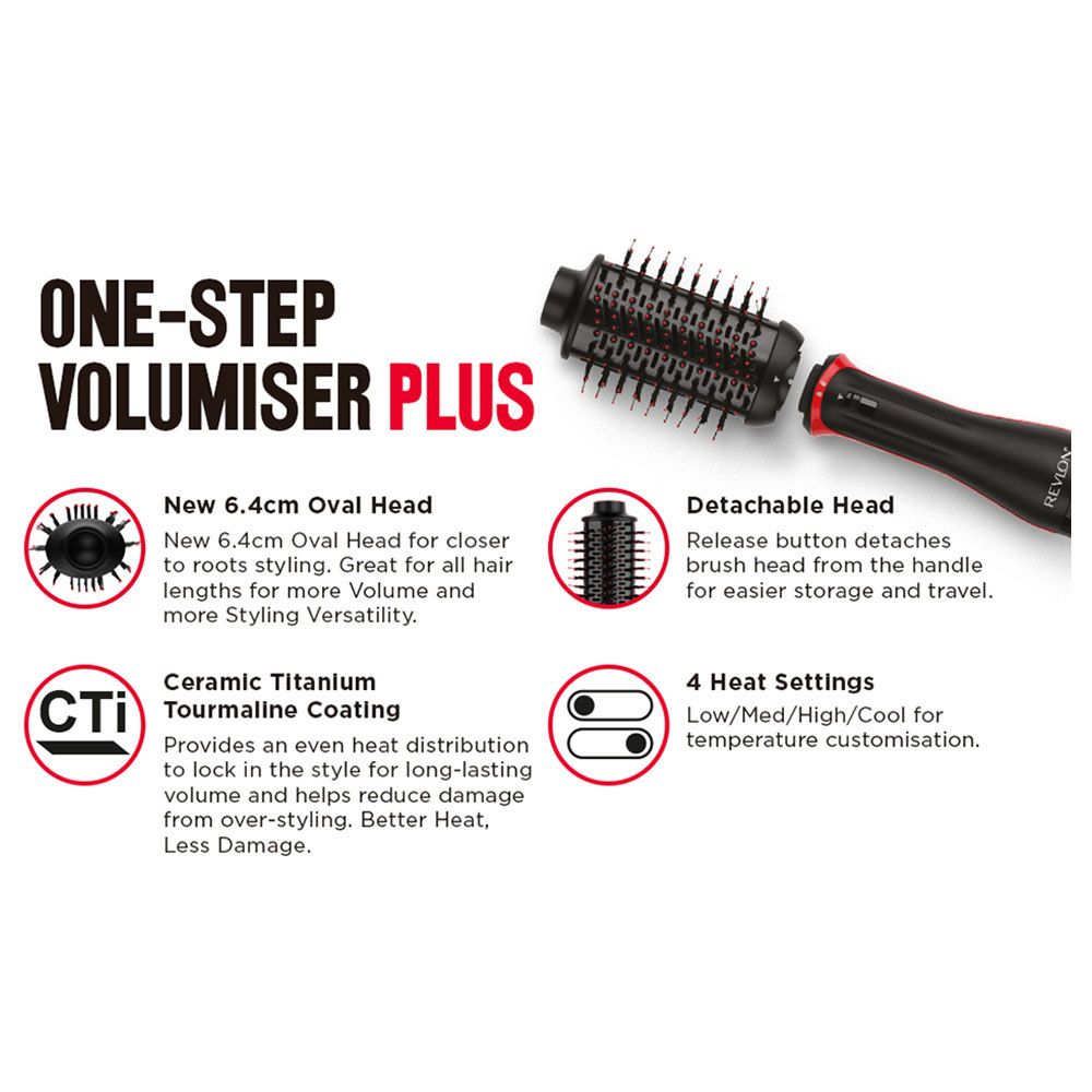 Revlon - One-Step Volumiser Hair Brush Plus Detachable Head - Black