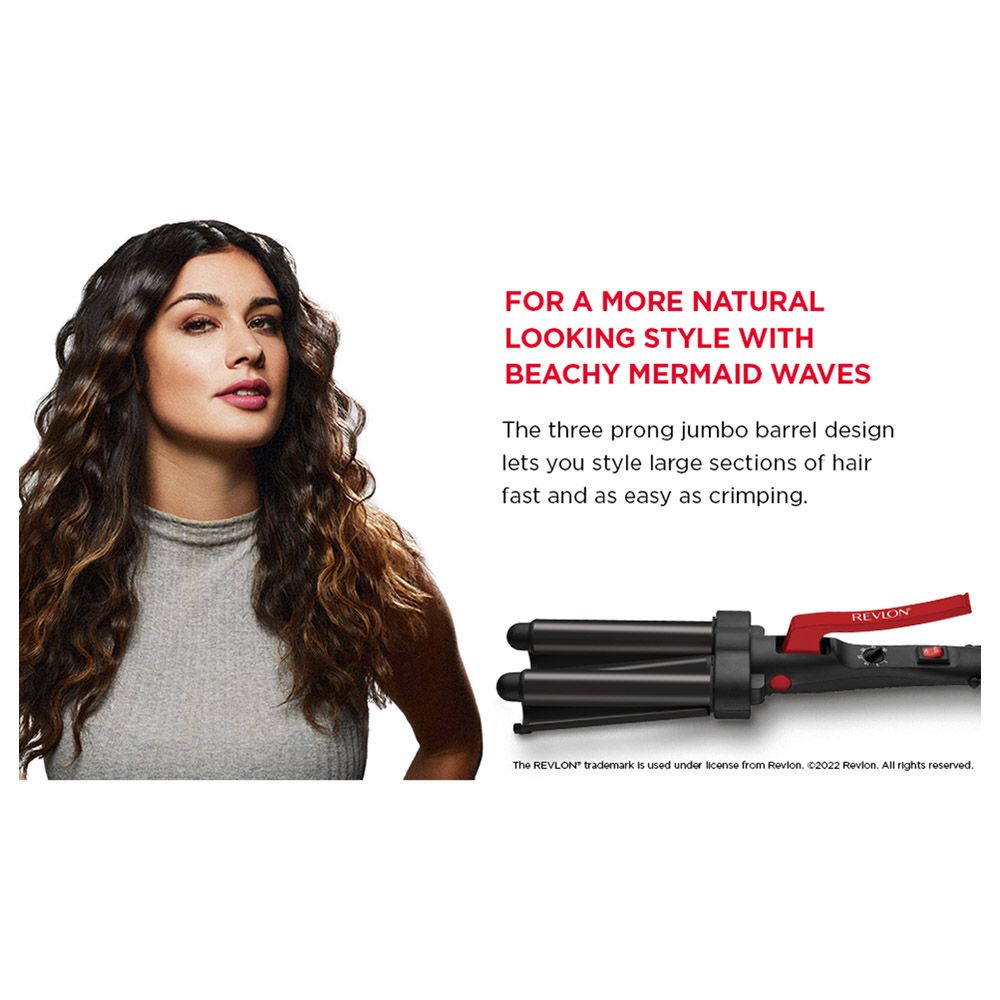 Revlon - 3 Barrel Jumbo Hair Waver 120W - Black