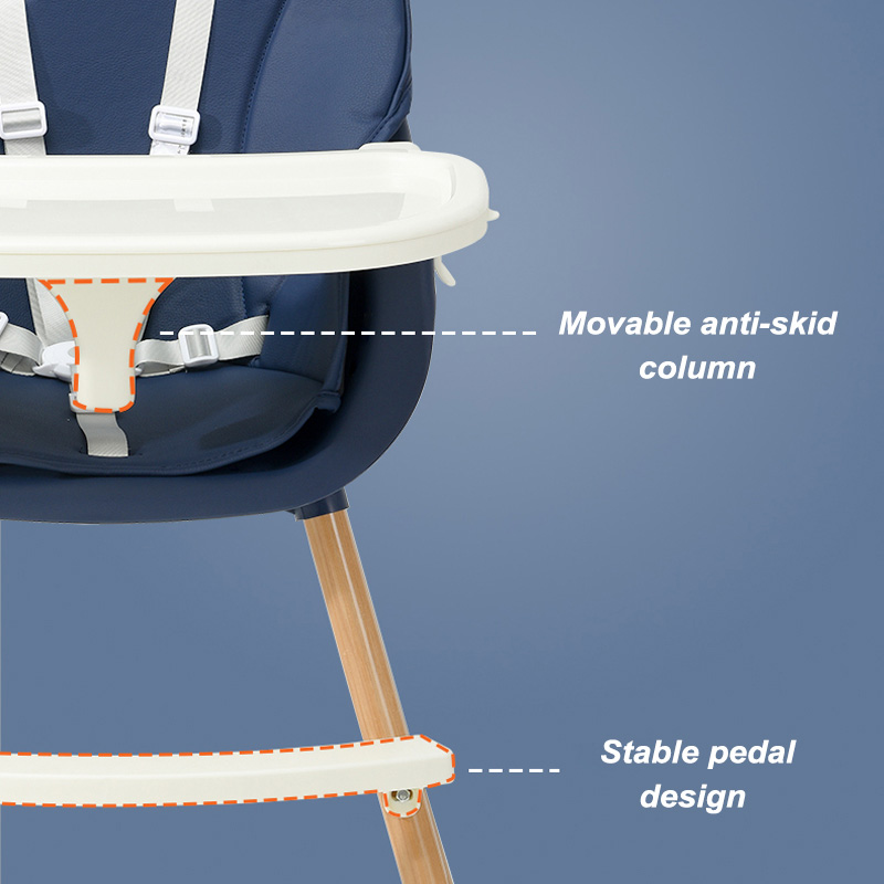 Lovely Baby 2 in 1 Convertible High Chair Navy Blue