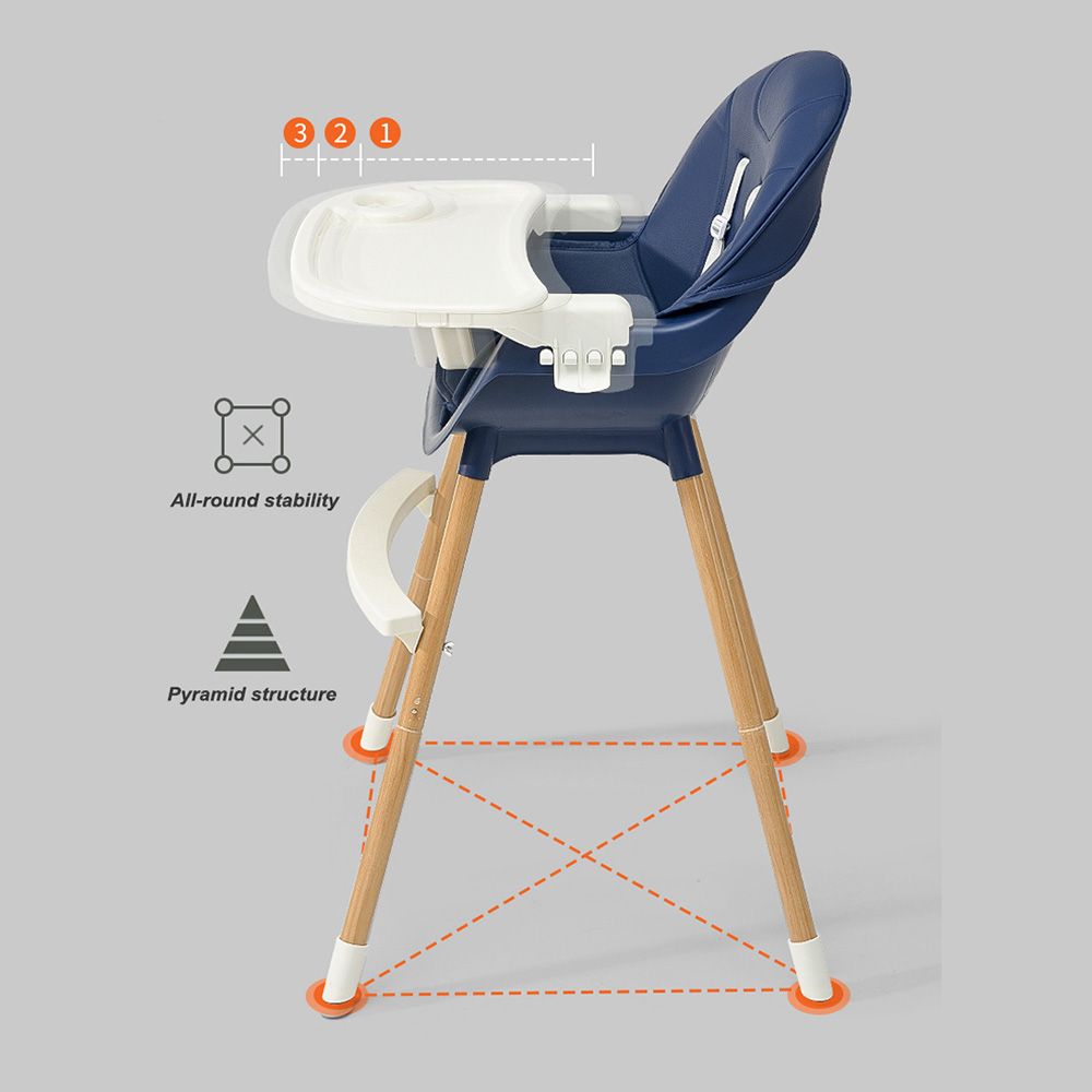 Lovely Baby - 2-in-1 Convertible High Chair - Navy Blue