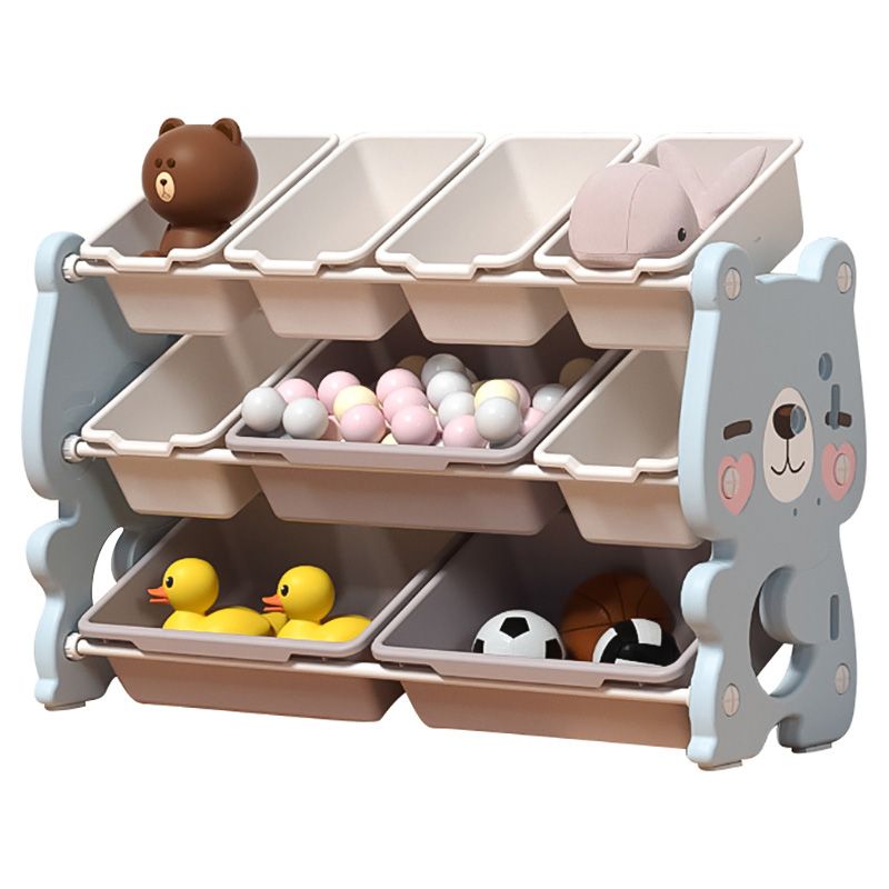 Lovely Baby - Bear Storage Rack With 9 Boxes - Blue/Pink