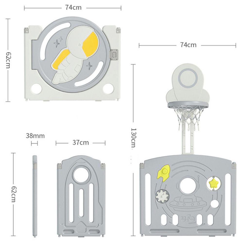 Lovely Baby - Kids Astronaut Playpen w/ Basketball Hoop - 16 pcs