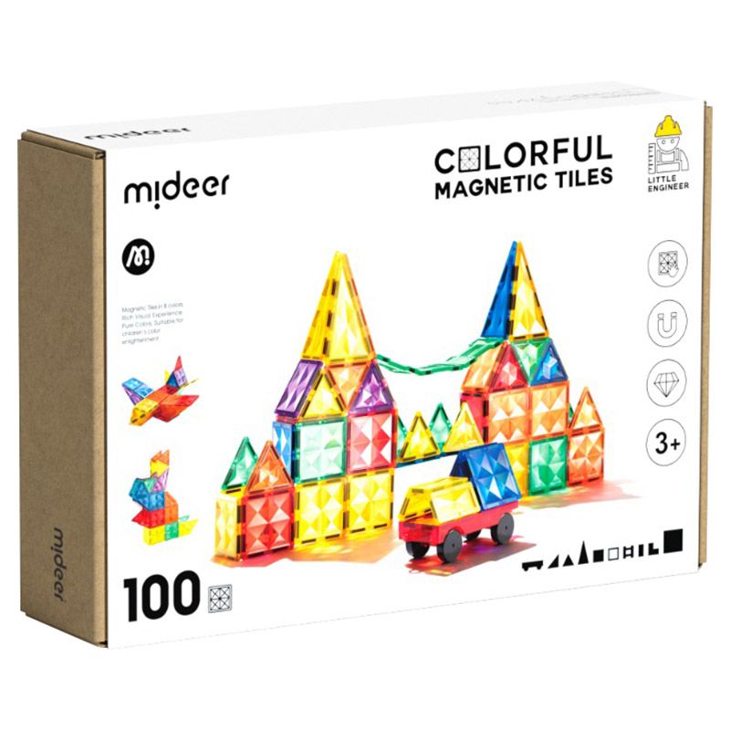 Mideer - Colourful Magnetic Tiles - 100pcs