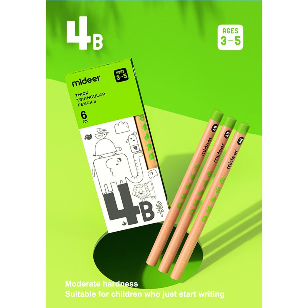 Mideer - Triangular Pencil 4B - 6pcs