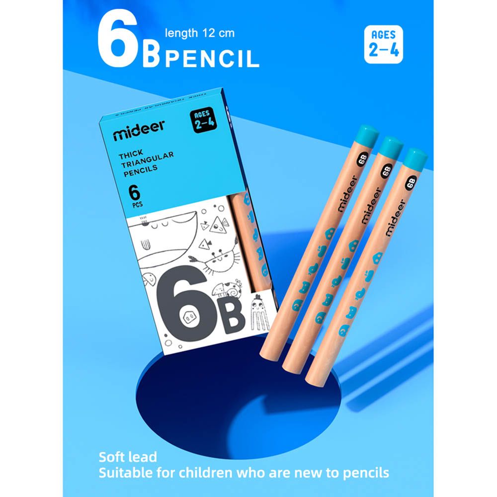 Mideer - Triangular Pencil 6B - 6pcs