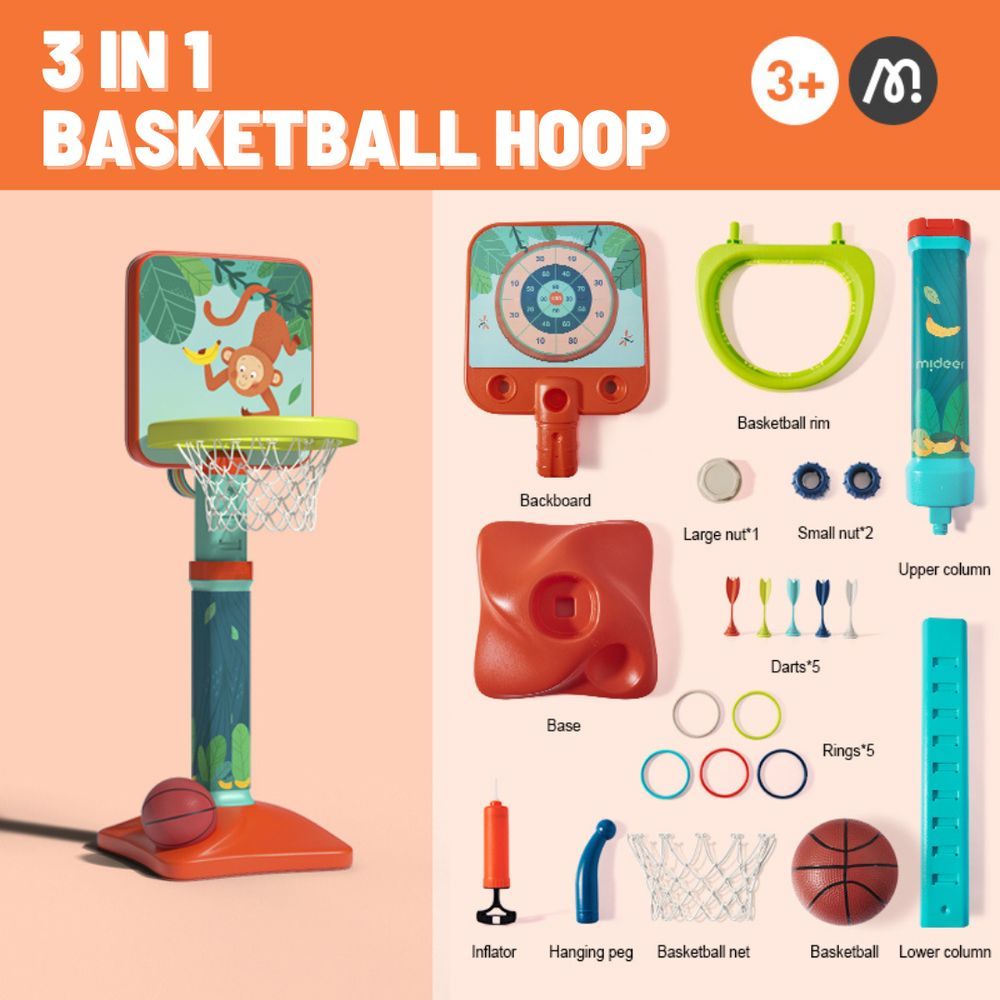 Mideer - 3-in-1 Basketball Hoop