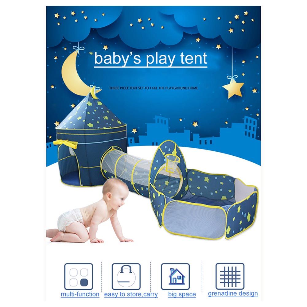 Lovely Baby - Playhouse Tent With Tunnel - Blue