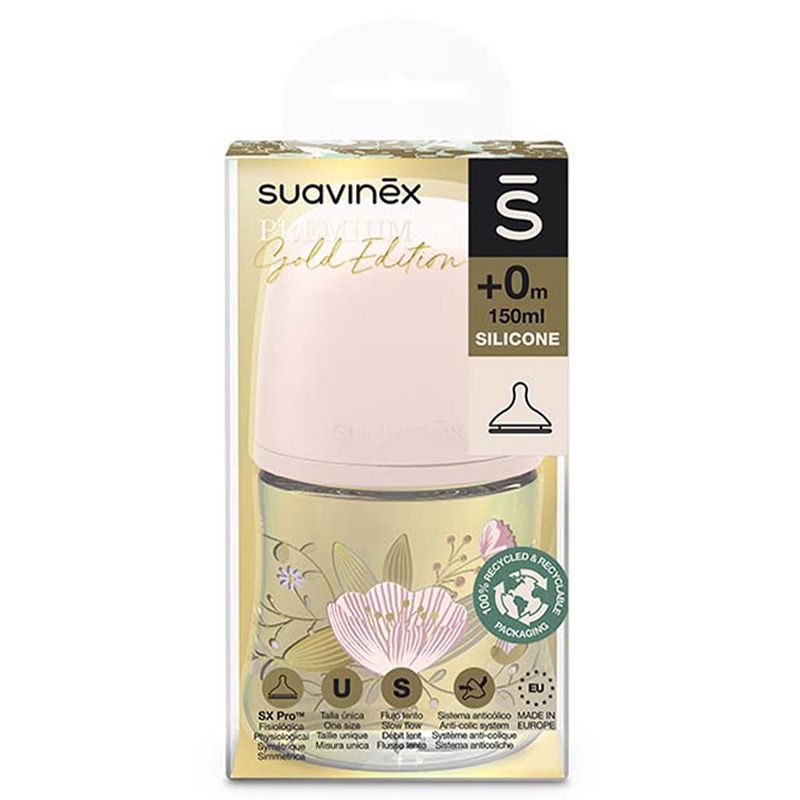 Suavinex - Premium Gold Feeding Bottle - 150ml - Pink