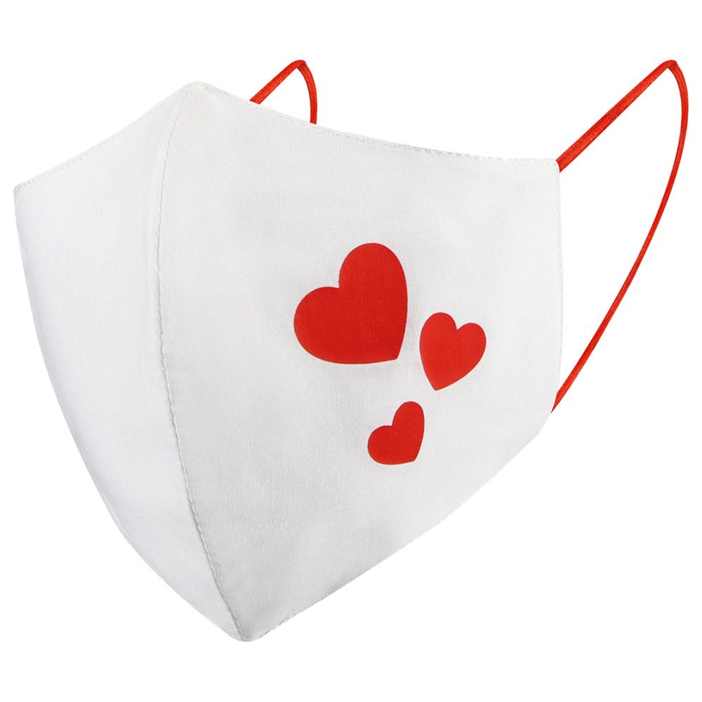 ProMax - 3-Layered Reusable Face Mask - Tri-Hearts - White