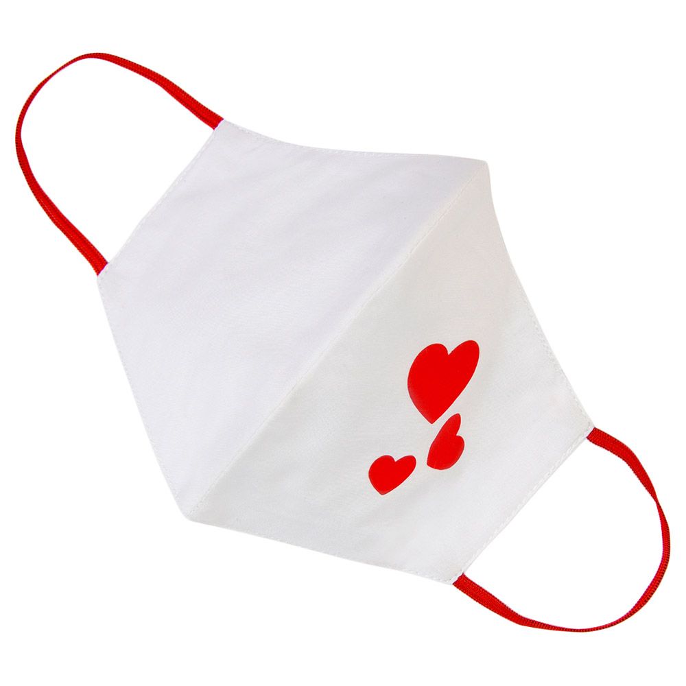 ProMax - 3-Layered Reusable Face Mask - Tri-Hearts - White