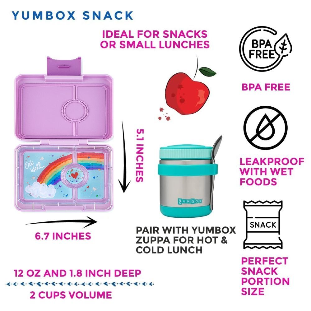 Yumbox - Rainbow 3 Compartment Snack Box - Lulu Purple