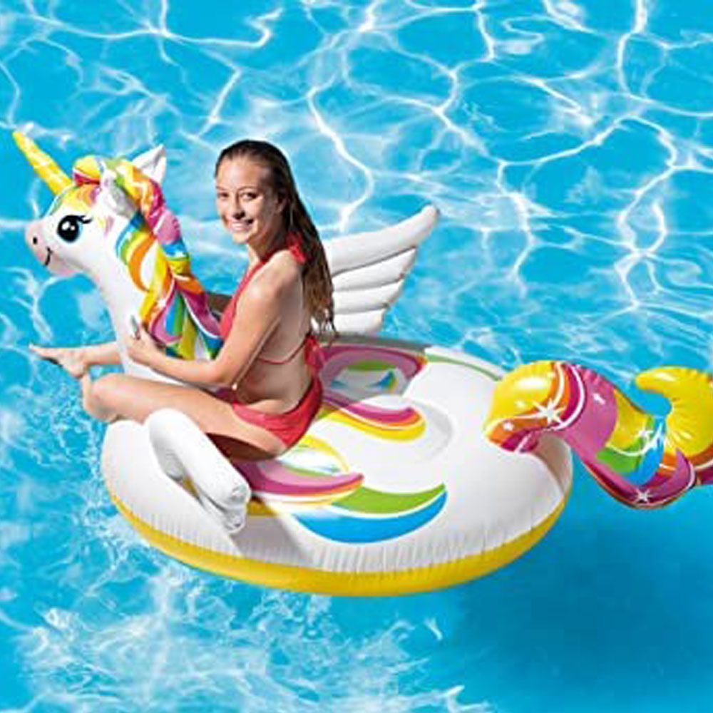 Intex - Inflatable Unicorn Ride-On - Inflatable Pool Float - White