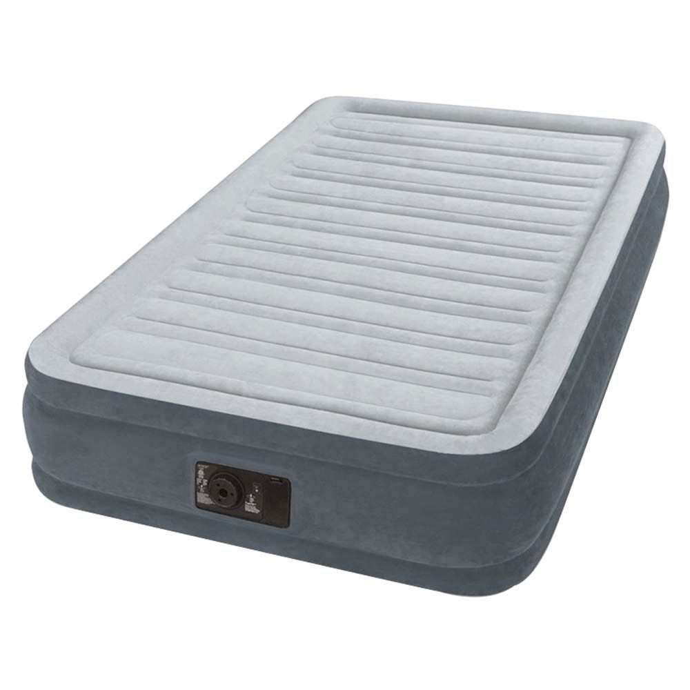 Intex - Twin Comfort Plush Airbed with Electric Pump - Grey